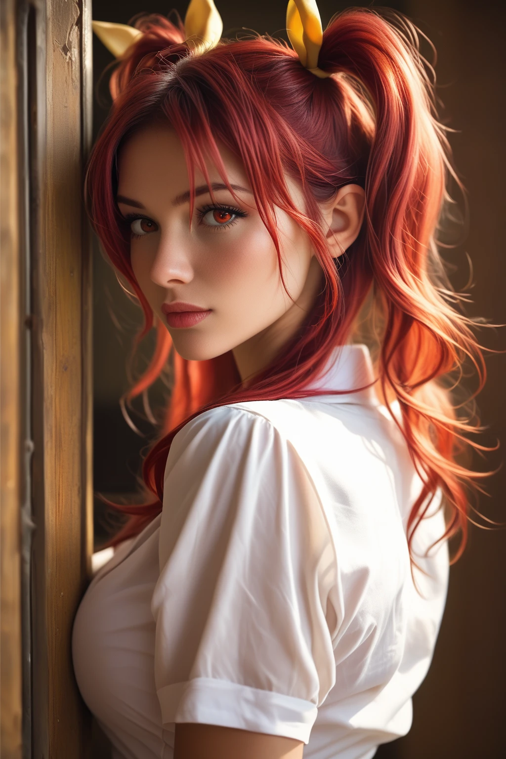 score_9, score_8_up, score_7_up, score_6_up, score_5_up, score_4_up, masterpiece, high quality, BREAK, full body, BREAK, 1girl, BREAK, <lora:Stella Vermillion:0.8> red hair, twin tails, yellow hairpieces, red eyes, large breasts,