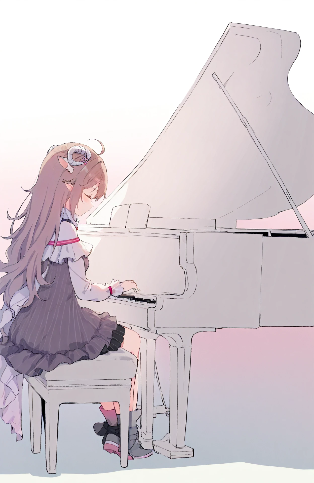 1girl,solo,kuse \(0201\),cream \(nipakupa\),hiten \(hitenkei\),rurudo,weri,toosaka asagi,
eyjafjalla \(arknights\),hat,playing instrument,<lora:instrumentsXL:1>,grand piano,sitting,from side,, masterpiece, newest, absurdres,safe