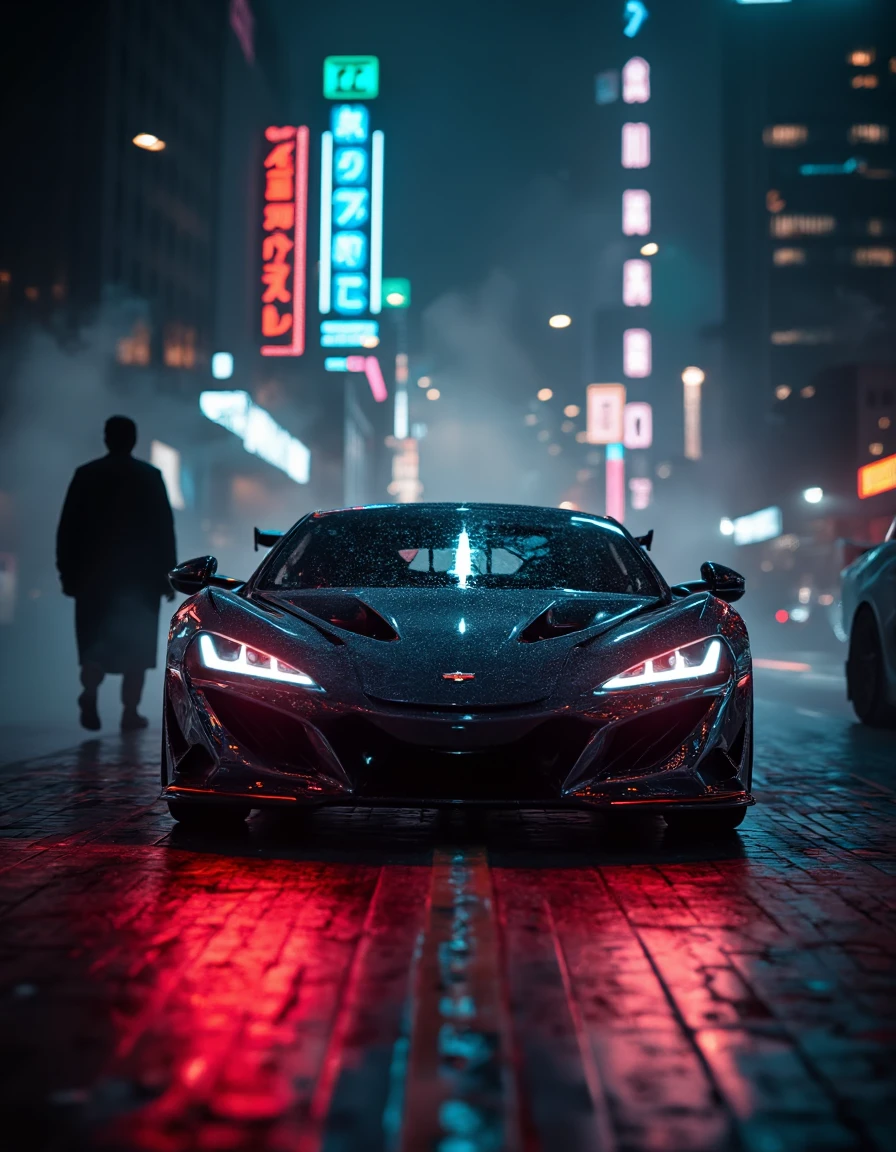 cinematic film still cyberpunk sportscar riding into a dark neon lighted city, amazing details, masterpiece, high quality photography, 3 point lighting, flash with softbox, 4k, Canon EOS R3, hdr, smooth, sharp focus, high resolution, award winning photo, 80mm, f2.8, bokeh . shallow depth of field, vignette, highly detailed, high budget, bokeh, cinemascope, moody, epic, gorgeous, film grain, grainy, (Highest Quality, 4k, masterpiece, Amazing Details:1.1), film grain, Fujifilm XT3, photography,