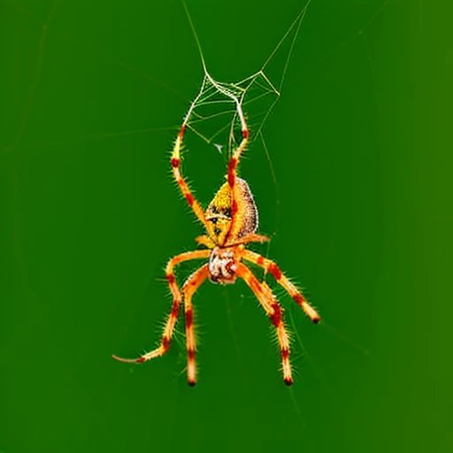 spider, oversized animal, no humans, silk, green background