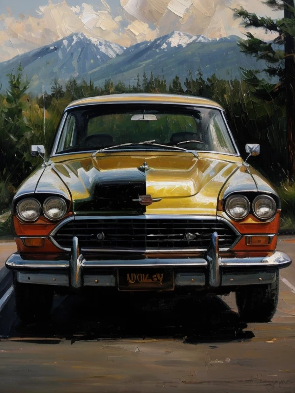 a car, oil painting, traditional medium, <lora:OilPaintingEffects:0.9>