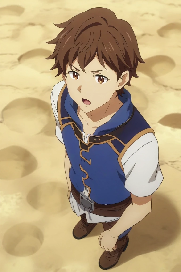 score_9, score_8_up, score_7_up, , rating_safe, , anime screencap, , , , , 1boy, solo, male focus, <lora:tony_freed_pony:0.92>, tony_freed, brown hair, brown eyes, short hair, from above, full body, sahara desert, light, slouching, open mouth, , <lora:sdxl_lightning_8step_lora:1>