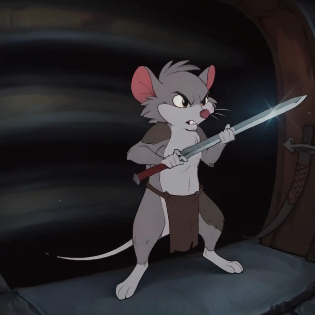 score_9, score_8_up, score_7_up, score_6_up, score_5_up, score_4_up, source_furry, JonathanBris, semi-feral, male, mouse, grey fur,  solo, 1boy,  loincloth, standing, holding a sword, action pose, dungeon, <lora:60dee902-a06e-415a-9ca7-46e753c884cd:0.7>