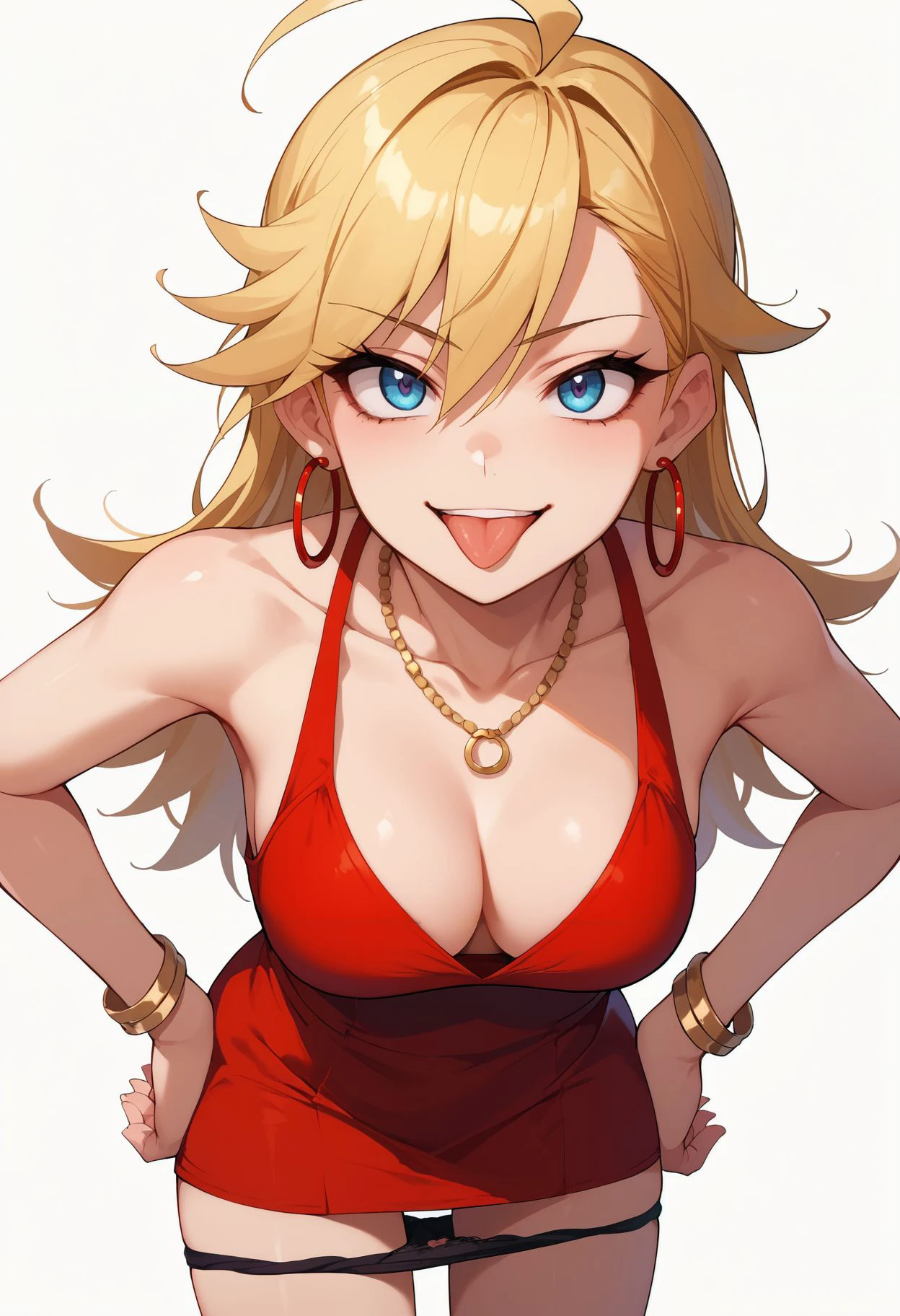 Busty girl in red bikini