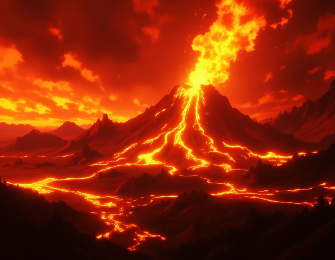 <lora:FadooStyleV2_r1:1> FADOOSTYLEV2, background landscape in volcano magma fireâââ