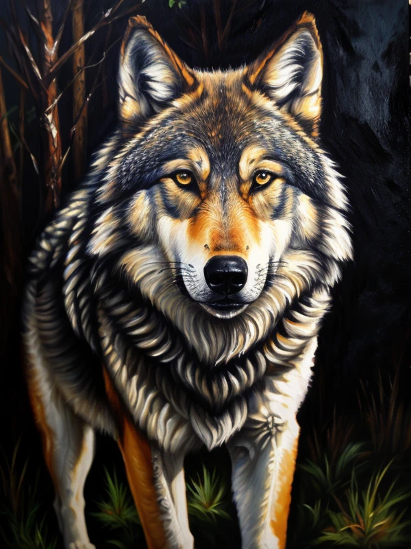 a wolf, oil painting, traditional medium, <lora:OilPaintingEffects:0.7>