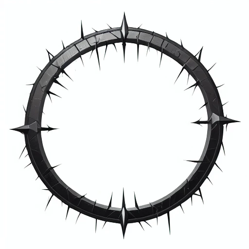 token ring, circular, white background, simple background, grunge, spikes, thorns, dark, black, stone, tiled