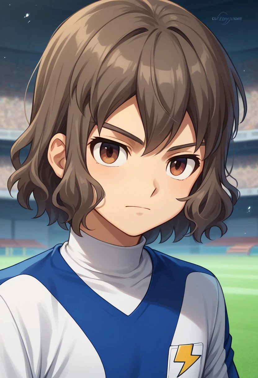 score_9, score_8_up, score_7_up, source_anime, highly detailed, 

takuma, 
1boy, male focus, solo, grayish-brown hair, brown eyes, sportwear, soccer uniform, galaxy soccer uniform, white shirt, blue shirt, turtleneck, 

outdoor, 