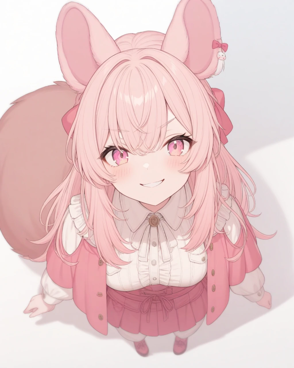 pipchilla, animal ears, pink hair, pink eyes, (solo:1.1),
full body, looking at viewer, smirk, 
<lora:PIPCHILLA-XL-t1:0.6>,, masterpiece, best quality, very aesthetic, absurdres, shading, ambient occlusion,