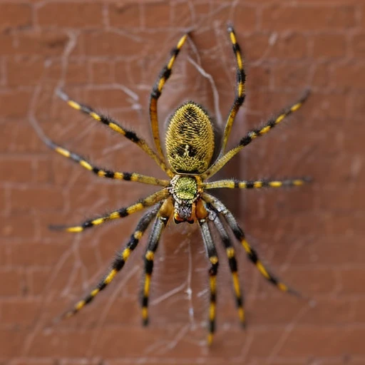 spider, close up view, no humans, silk, brick background