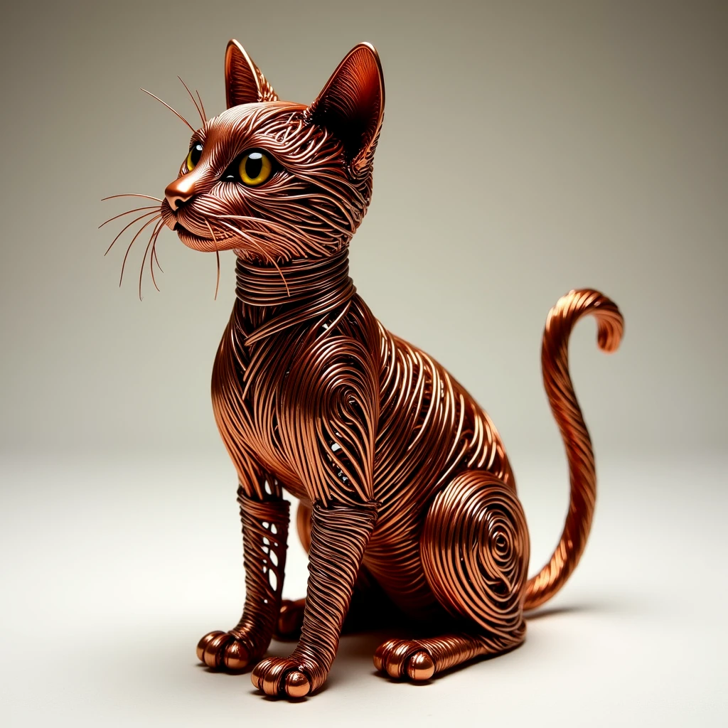 A cat made of copper wire.

cprwrCE style