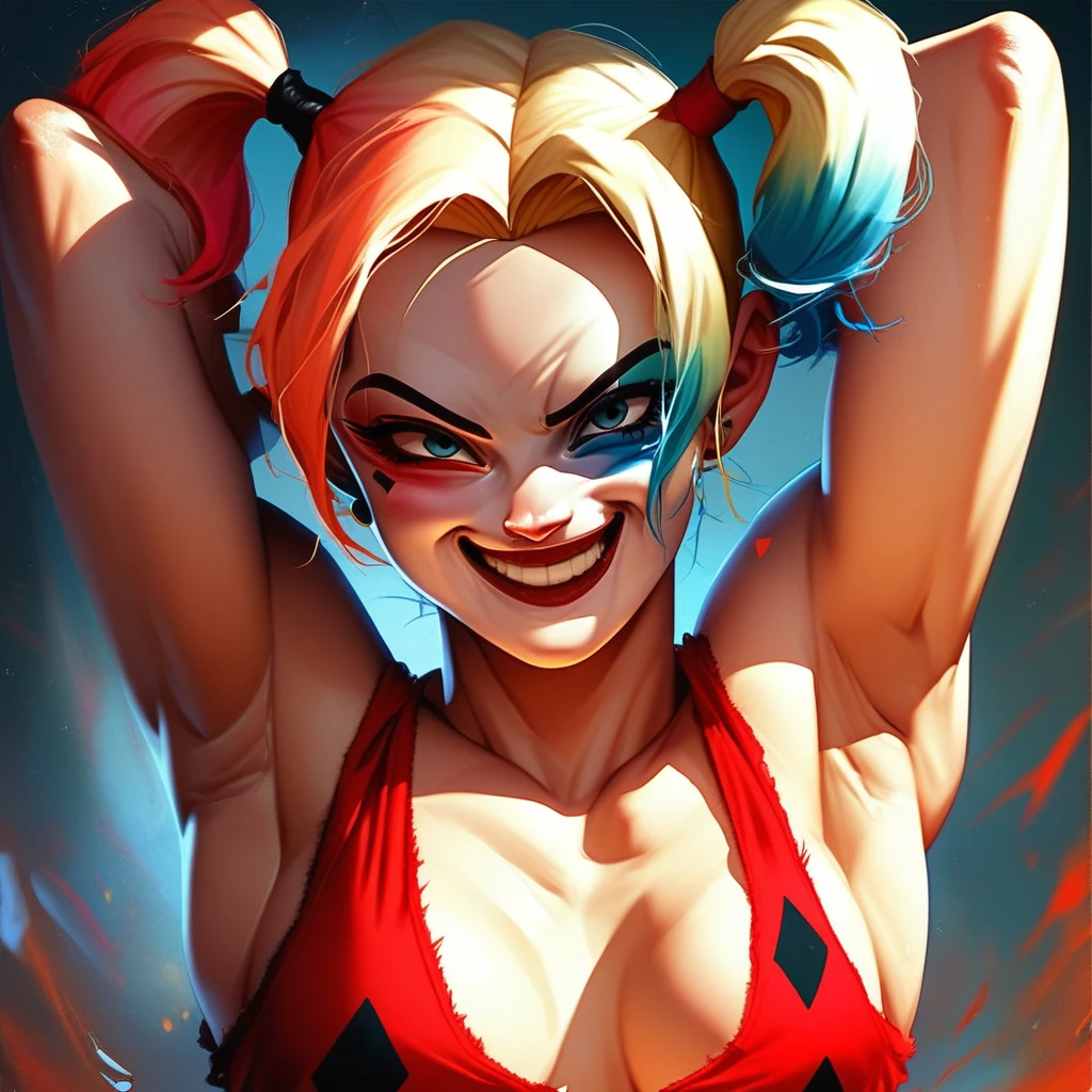 Harley Quinn -DC -semi-realistic comic anime style