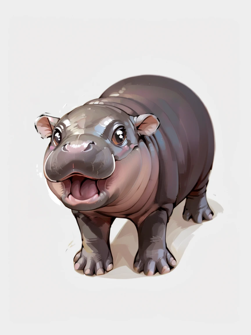 <lora:MoodengXL:0.9> moo deng, baby hippo, no humans, animal focus, white background, cute