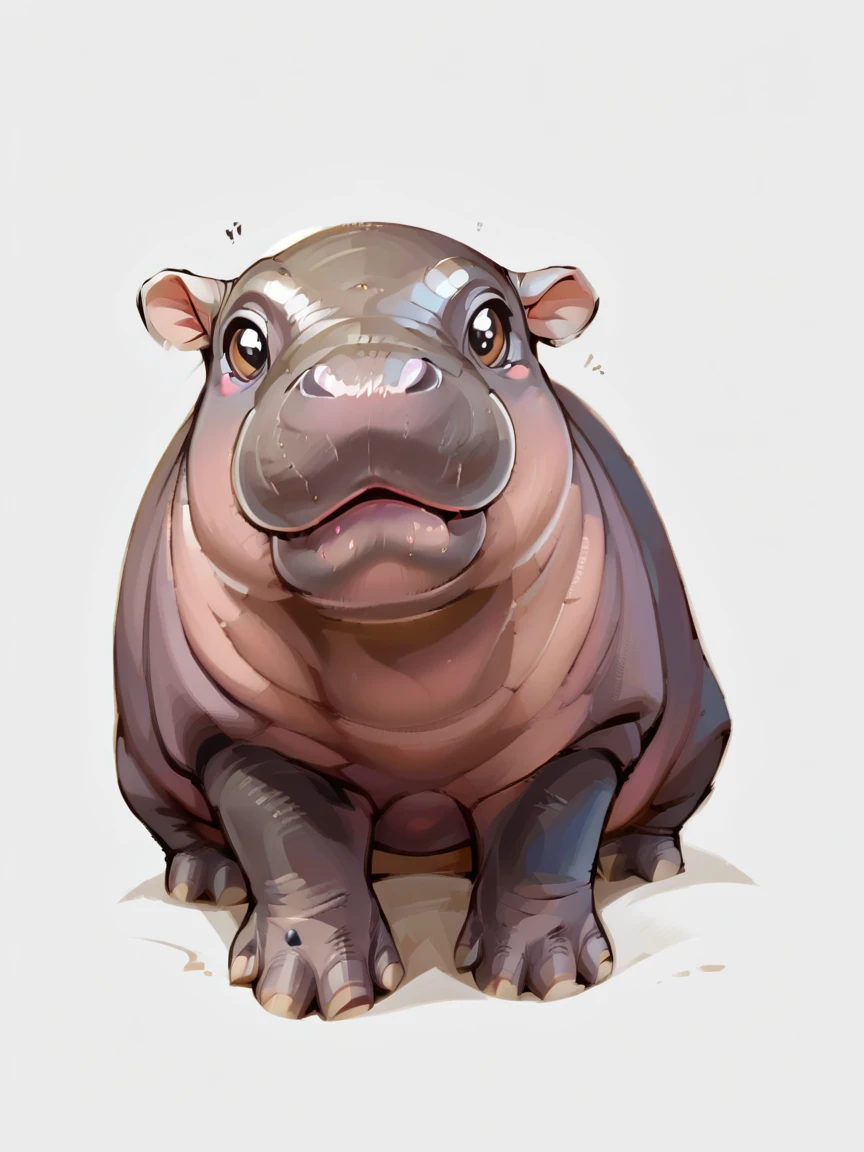 <lora:MoodengXL:0.9> moo deng, baby hippo, no humans, animal focus, white background, cute, solo