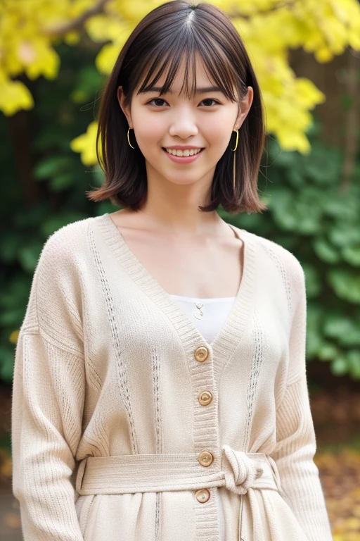 (8k、RAW Photography、top-quality、masterpiece:1.2)、The ultra-detailliert、Hyper-Resolution、(realisitic、photos realistic:1.37)、portlate、High detail RAW color photos、professional photograpy、highly detailed and beautiful、ighly detailed、8k wallpaper、Amazingly detailed、huge filesize、Official Art、the Extremely Detailed CG Unity 8K Wallpapers、Very detailed beautiful girl、extra detailed face、extremely detailed eye、highlydetailed skin、 extremely detailed fingers, highly detailed nose, highly detail mouth, perfect anatomia, highly detailed back ground, Very detailed clothes, 1girl in, (20:1.2), in her 20s, Cute s, Realistic body, 小柄, fair white skin, glistning skin, slim body, handsome body, Brown hair, shorth hair, (bangss:1.2), a smile, cute little, zora々Right, cute face, lifelike face, Delicat eyes, drooing eyes, Fashionable sweaters、a necklace、耳Nipple Ring, looking at the viewers, facing the front there、Standing posture、Contrapo、动态照明、very small chest、