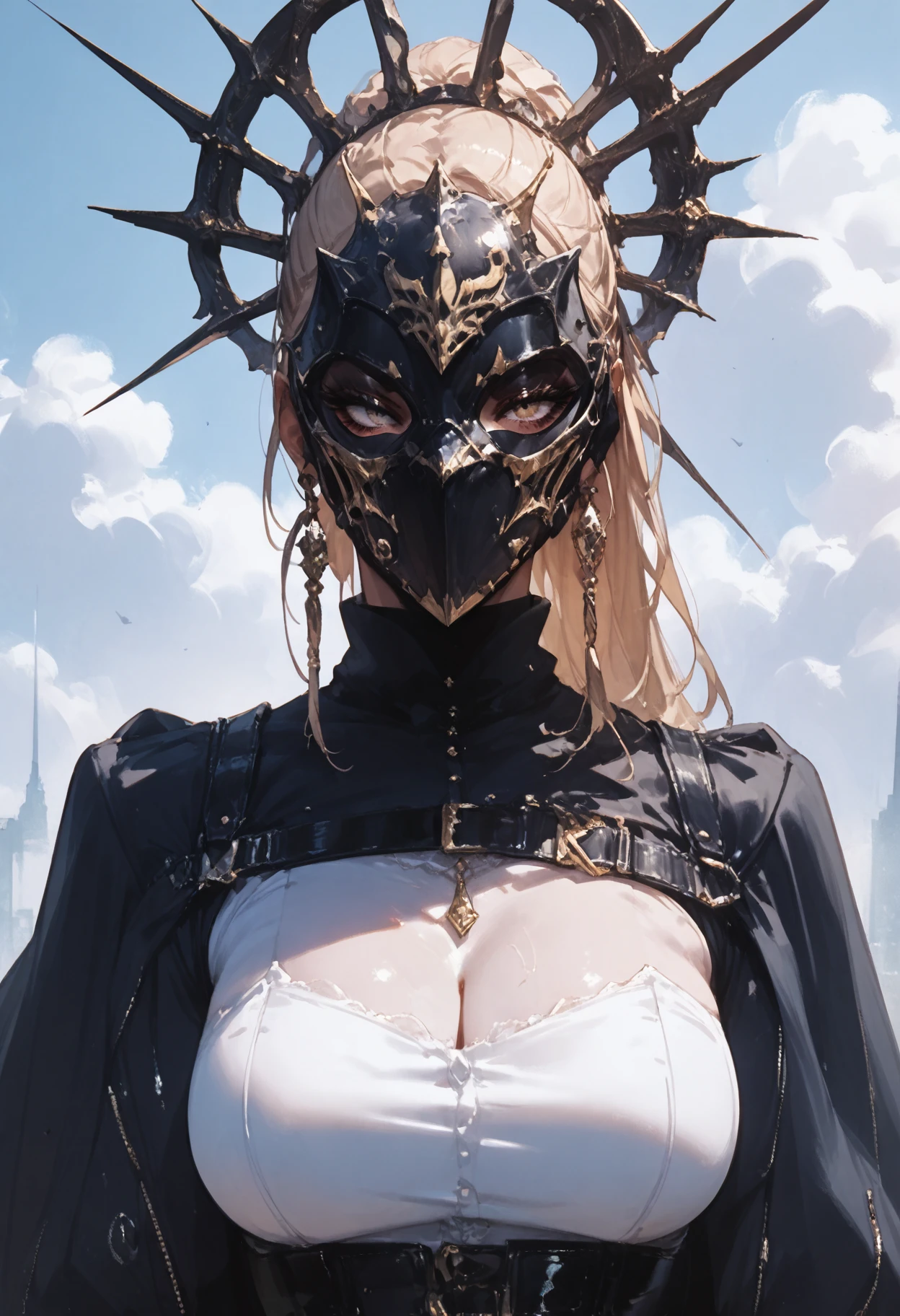 score_9, score_8_up, score_7_up score_9, score_8_up, score_7_up, score_6_up, score_5_up, score_4_up,
 <lora:SinisterMasksV3:0.8>, (m4sk, mask),
1girl, large breasts, looking at viewer,