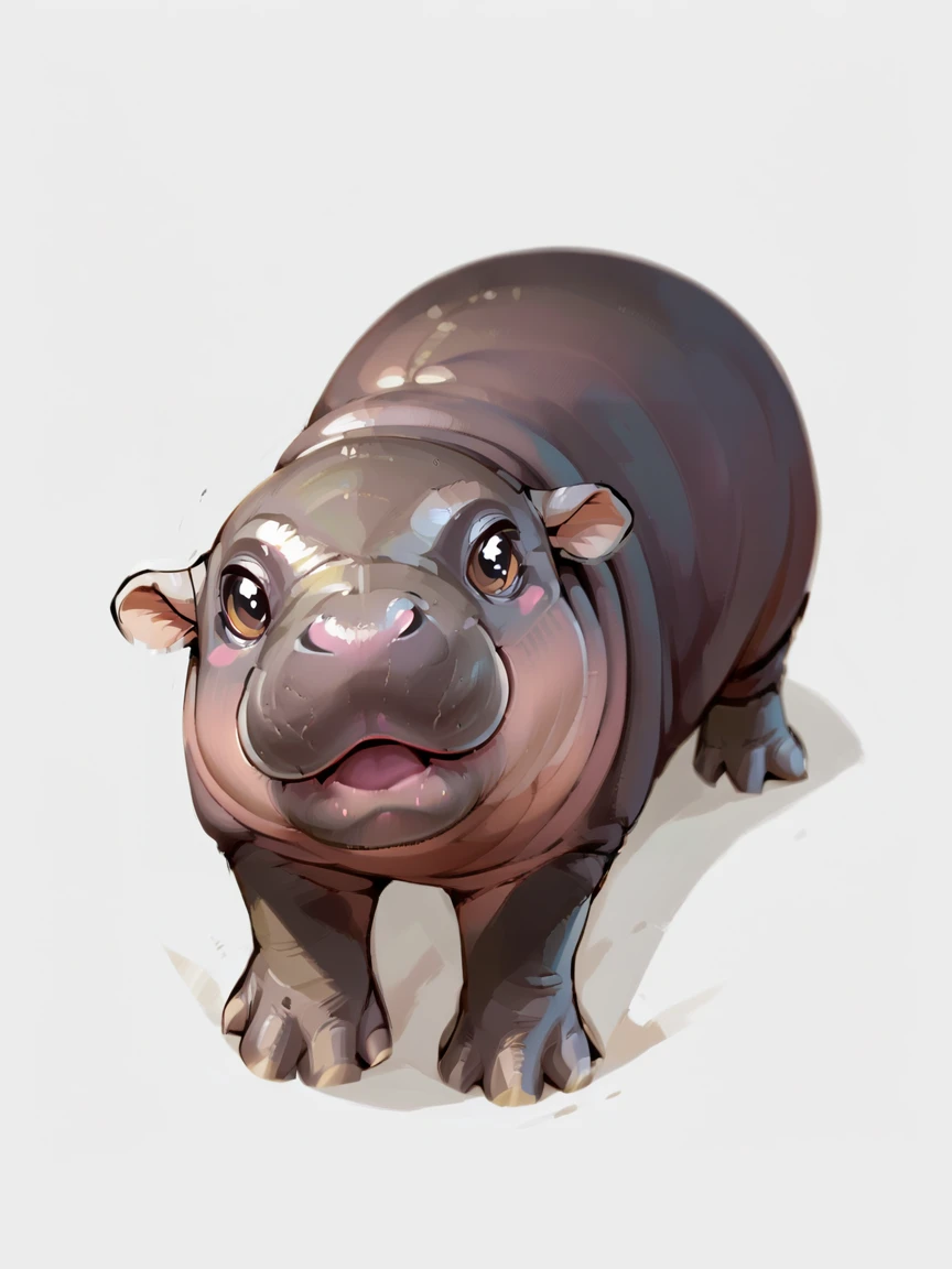 <lora:MoodengXL:0.9> moo deng, baby hippo, no humans, animal focus, white background, cute, solo