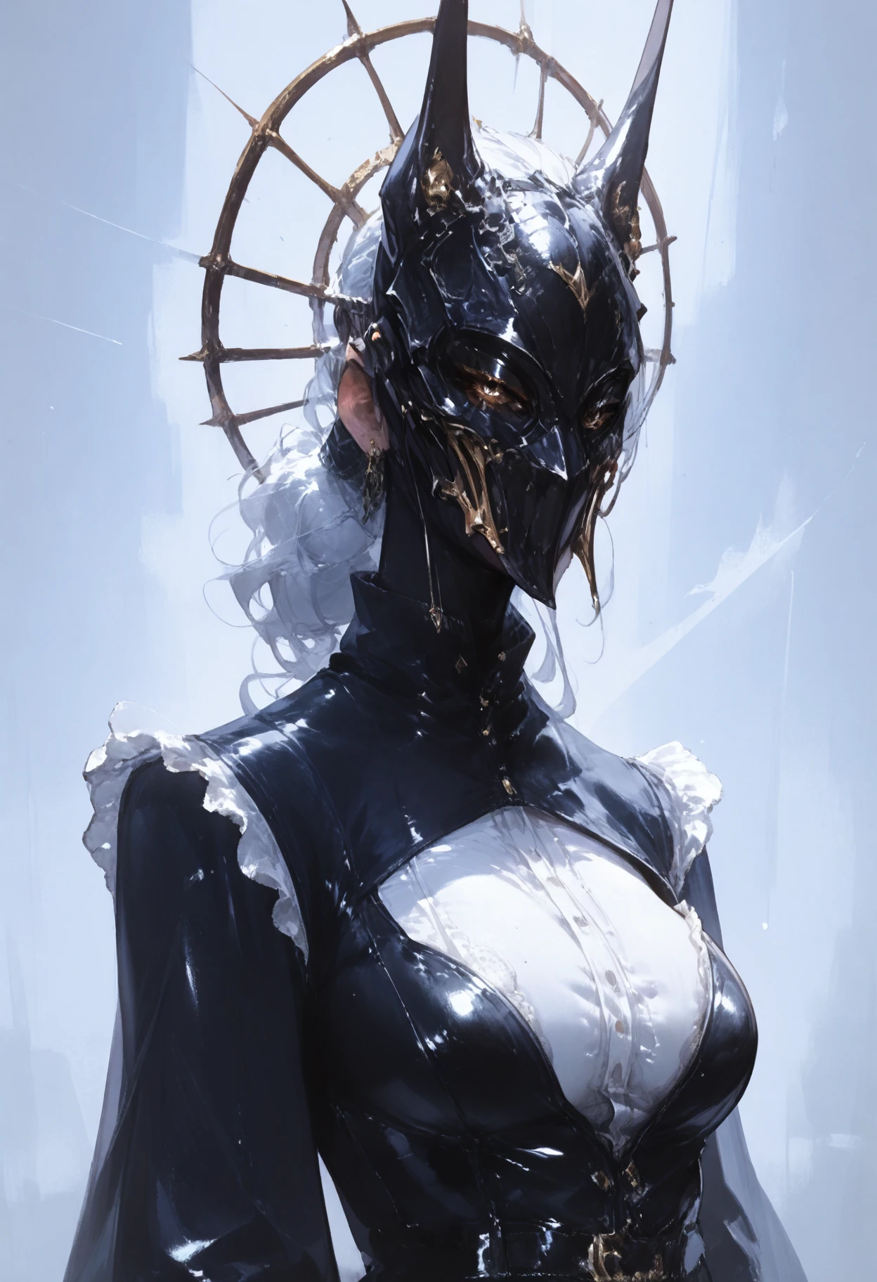 score_9, score_8_up, score_7_up score_9, score_8_up, score_7_up, score_6_up, score_5_up, score_4_up,
 <lora:SinisterMasksV3:1>, (m4sk, mask),
1girl, large breasts, looking at viewer,