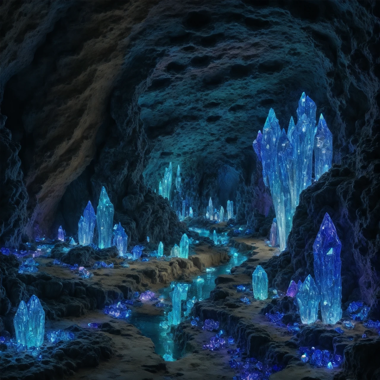 underground, cavern, blue crystals, stalagmite, stalactite, <lora:elelpr:1>, elementalplaneearth, <lora:more_details:0.6>, high quality, highres, masterpiece, best quality, 8k, intricate, detailed, <lora:add_detail:0.6>, very detailed