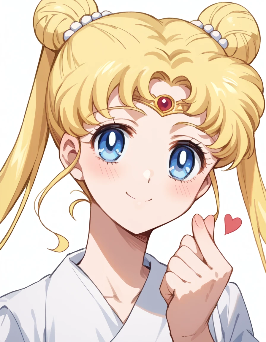 score_9, score_8_up, score_7_up, source_anime, <lora:usagi-tsukino-eternal-movie1-ponyxl-lora-nochekaiser:1>, usagi tsukino, blonde hair, blue eyes, double bun, hair bun, hair ornament, long hair, twintails, circlet, parted bangs,, <lora:finger-heart-ponyxl-lora-nochekaiser:1>, finger heart, heart,, nude, blush, smile,, looking at viewer