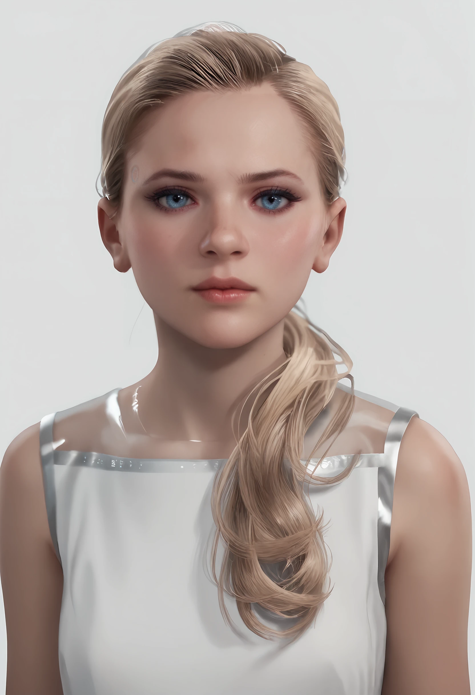 score_9, score_8_up, score_7_up, score_6_up, score_5_up, score_4_up, 1girl, <lora:ChloeDBH:0.85> blonde hair, long hair, ponytail, hair over shoulder, lips, blue eyes, sleeveless, dress, sleeveless dress, white dress, upper body, 
light blue background, simple background,