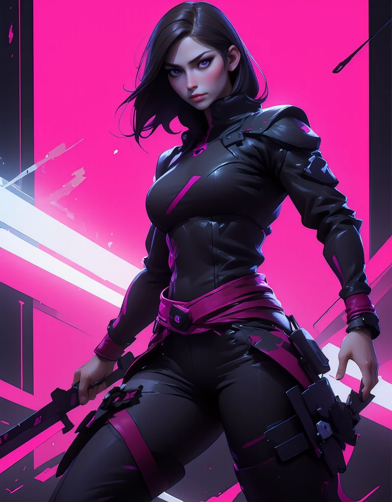 Create a fullbody Japanese anime-style image of beautifull cyberpunk woman holding a neon katana in a fighting pose showing her resolve to kill, Rendered in ultra-high resolution, the focus is on her expressive face, the fine textures of her hair and clothing, and the vibrant light illuminating the scene. Detailed hand, hand, Perfect hand   <lora:Add_More_details_Flux:0.8>   <lora:BStyle:1.5>   <lora:Hand v2:1>