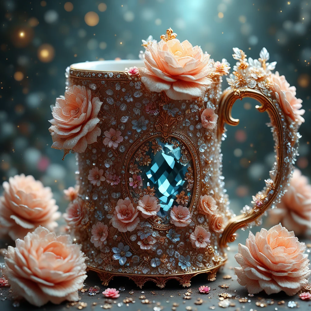 Flower and Crystal Ornaments, coffee mug