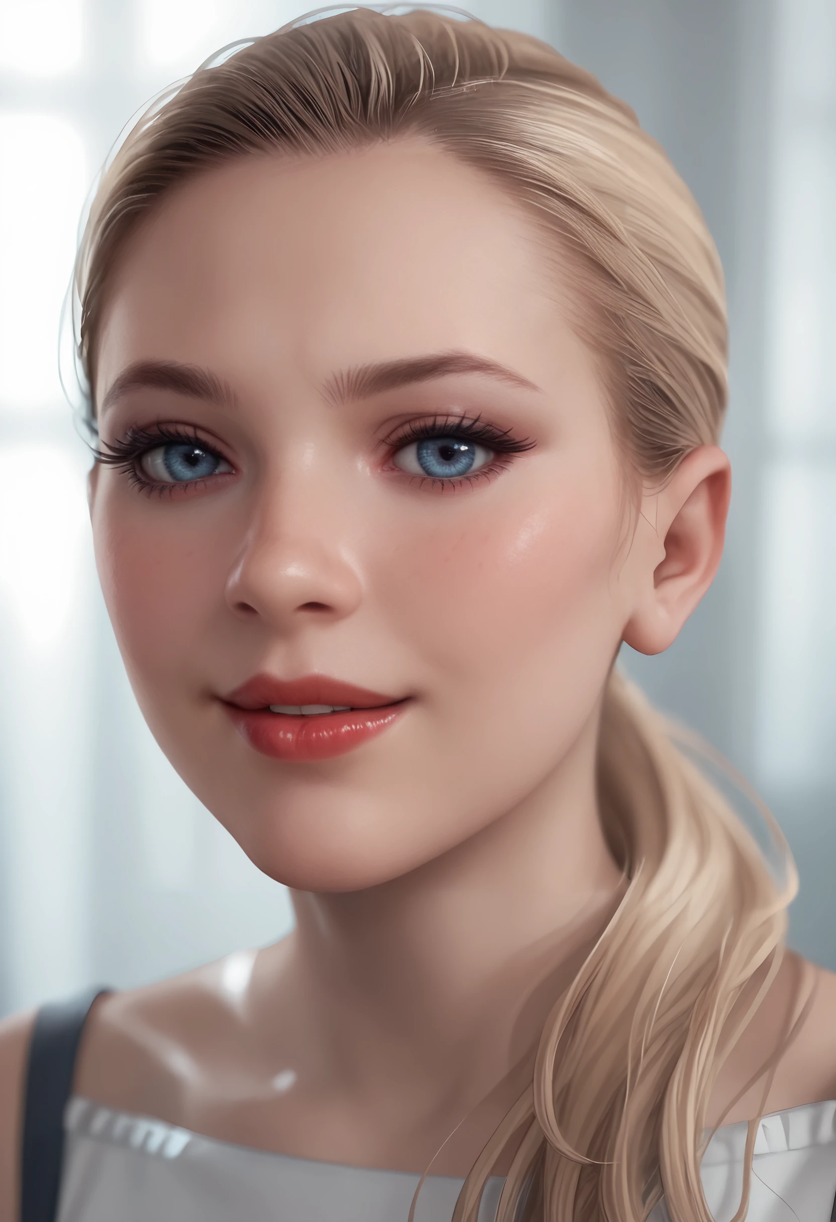 score_9, score_8_up, score_7_up, score_6_up, score_5_up, score_4_up, 1girl, <lora:ChloeDBH:0.7> blonde hair, long hair, ponytail, lips, blue eyes, smile, looking at viewer, blush, long eyelashes, makeup, red lips, face focus, close up, from side,