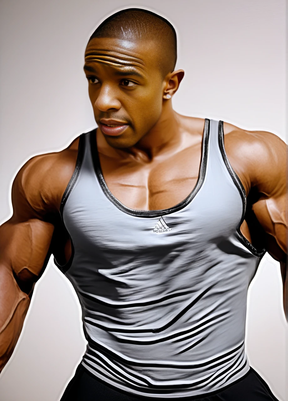 /imagine prompt: Vector sticker logo design of a boy BODY BUILDER, a big smile, BIG MUSCLE, BLACK skin, with a long RED AND BLUE hair, Sticker, Tertiary Color, dragonballz Design, Contour, Vector, White Background, Detailed, skin brown, wearing sunglasses style, TATTOO ON THE WHOLE BODY, ultra detail, full color rainbow, cute, rock, tropical flowers, palm leaves, 4k, graffiti, vibrant, 3D rendering, typography, vibrant, illustration, graffiti, 3d render