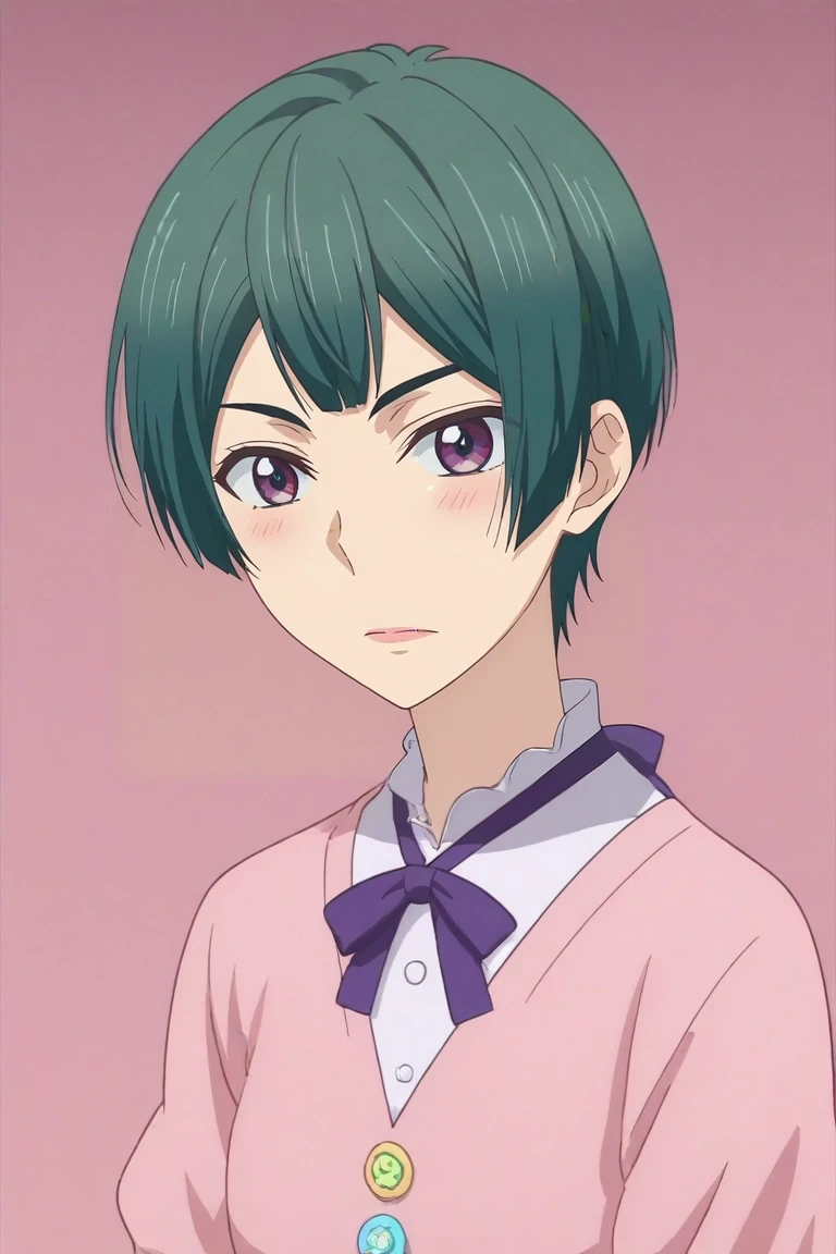 score_9, score_8_up, score_7_up, , rating_safe, , anime screencap, , , , , 1girl, solo, <lora:shima_nishina_pony:0.84>, shima_nishina, green hair, purple eyes, short hair, , easter costume, <lora:sdxl_lightning_8step_lora:1>