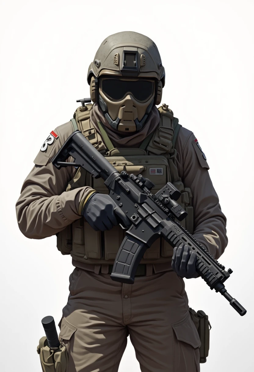 Minimalist painterly illustration of a special ops solider, highly detailed, crisp linework