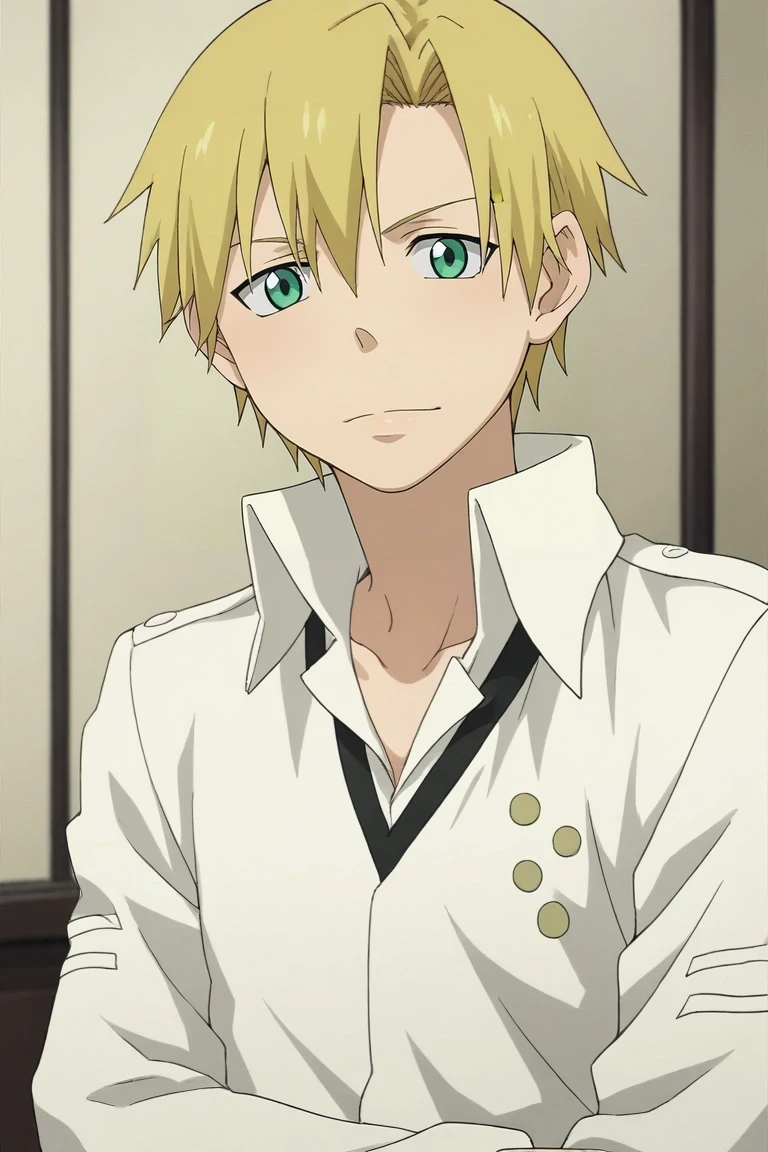 score_9, score_8_up, score_7_up, source_anime, rating_safe, , (photorealistic:0.6), looking at viewer, , 1boy, solo, male focus, <lora:hiro_soul_eater_pony:0.74>, hiro_soul_eater, blonde hair, green eyes, , , <lora:sdxl_lightning_8step_lora:1>