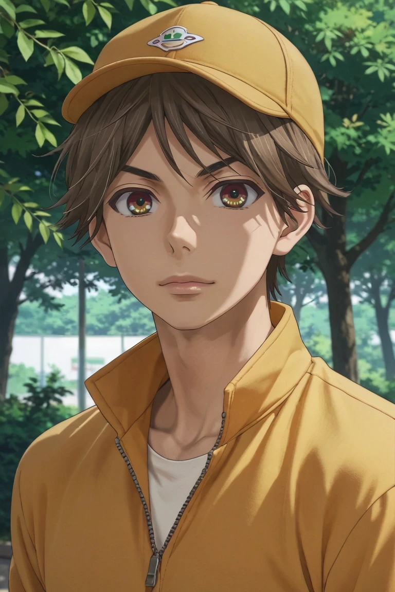 score_9, score_8_up, score_7_up, source_anime, rating_safe, , semi-realistic, looking at viewer, , 1boy, solo, male focus, <lora:hayato_shinomiya_pony:0.98>, hayato_shinomiya, brown hair, brown eyes, short hair, , , trucker hat, <lora:sdxl_lightning_8step_lora:1>