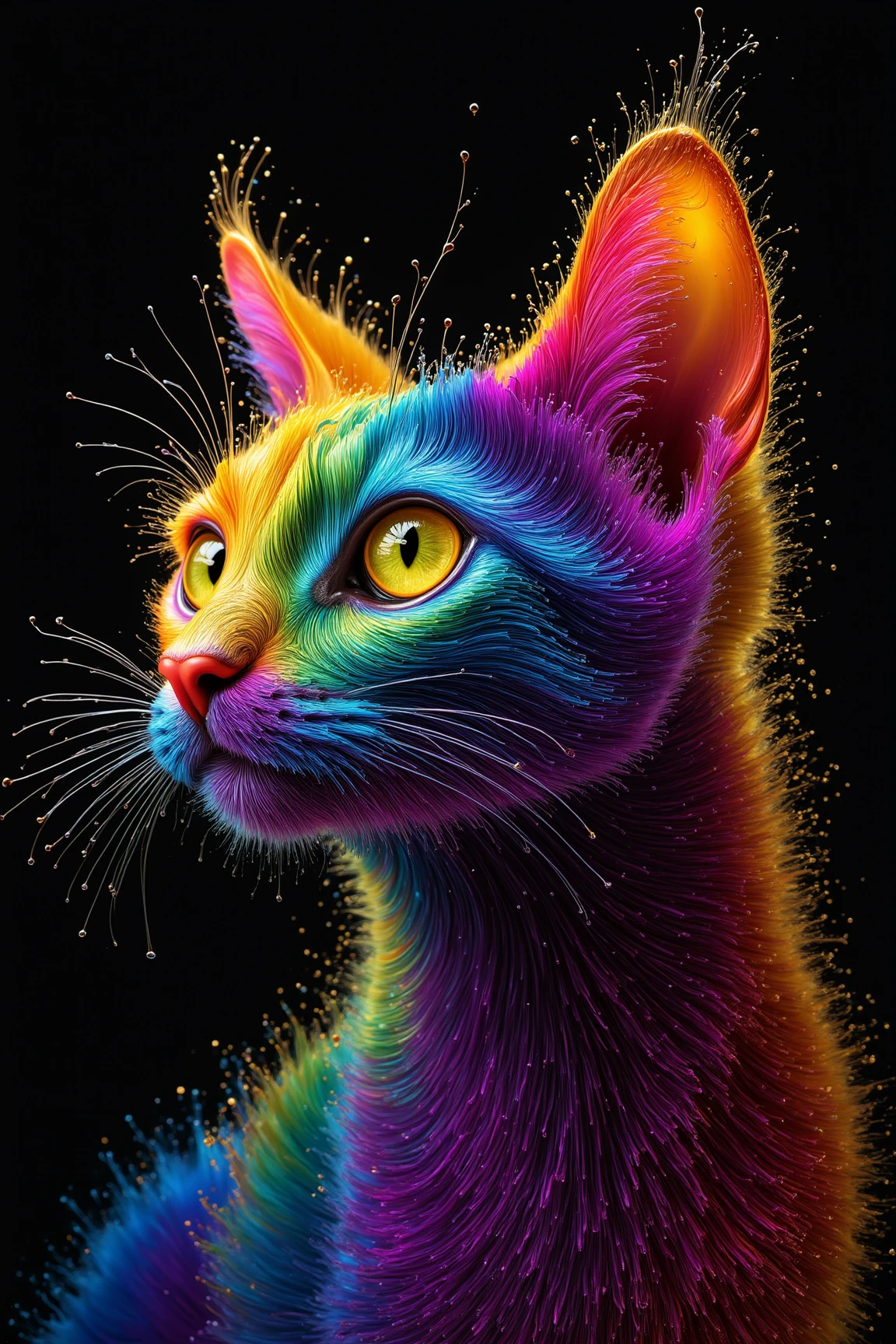 FLS style colored beautiful elegant cat, contrasting with the dark background. Vibrant colors, fine details.
<lora:flux_fluffysplash_fls:1.0>