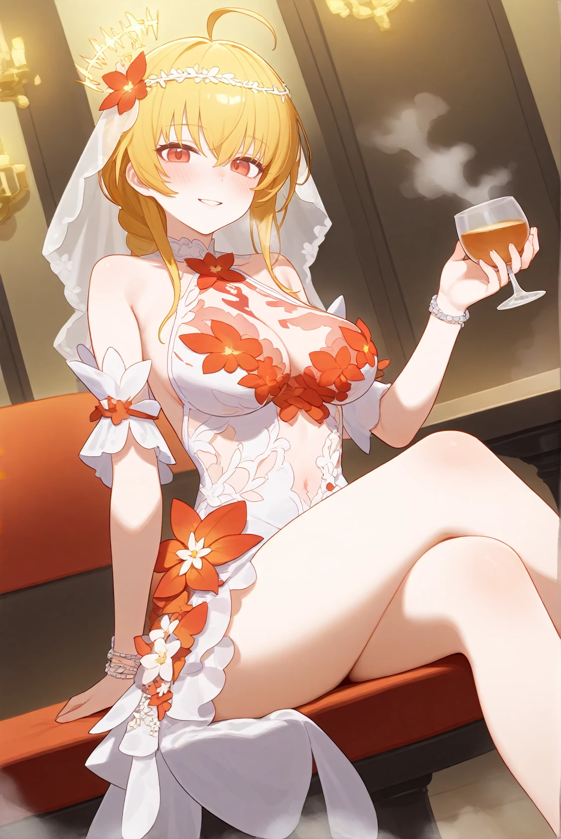 fenny golden, fenny golden - starshine (flourish of heart), 1girl, breasts, solo, crossed legs, cup, braid, looking at viewer, sitting, smile, ahoge, holding, steam, bangs, blush,parted lips, holding cup, dutch angle, bracelet,bow,<lora:fenny:0.9> ,best quality,amazing quality,very aesthetic,absurdres,masterpiece,best quality,amazing quality,very aesthetic,absurdres,masterpiece,[artist:ciloranko],[artist:ningen mame],{{artist:sushineko8}},(artist:tianliangduohefangdongye:1),, best quality,amazing quality,very aesthetic,absurdres,masterpiece,[artist:ciloranko],[artist:ningen mame],{{artist:sushineko8}},(artist:tianliangduohefangdongye:1)