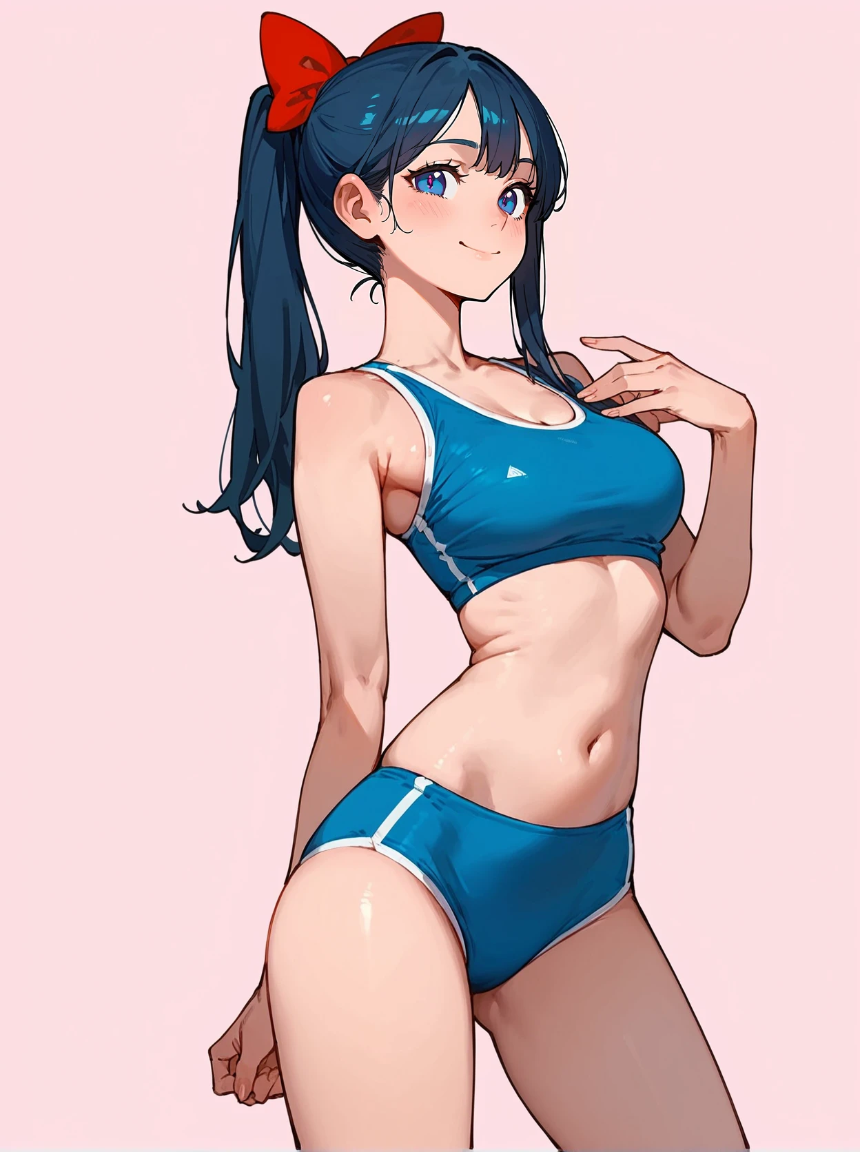 score_8_up, score_7_up, score_6_up, source_anime, 1girl, solo, simple background, pink background,
standing, pose, contrapposto, arched back, cowboy shot, facing viewer
smile,
sports bra, panties
<lora:Lingerie_04:1>