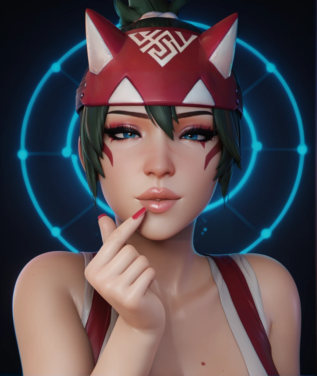 score_9, score_8_up, score_7_up, score_6_up,  conseitnsfw, 1girl,  , detailed face, detailed background, kiriko, upper body, facepaint,  makeup, looking at viewer, finger heart,  makeup, eyeliner, lipstick, eyelashes, nail polish, 
<lora:conseitnsfw_epoch_10:1>     <lora:finger_heart_korean_retry_1:0.6>