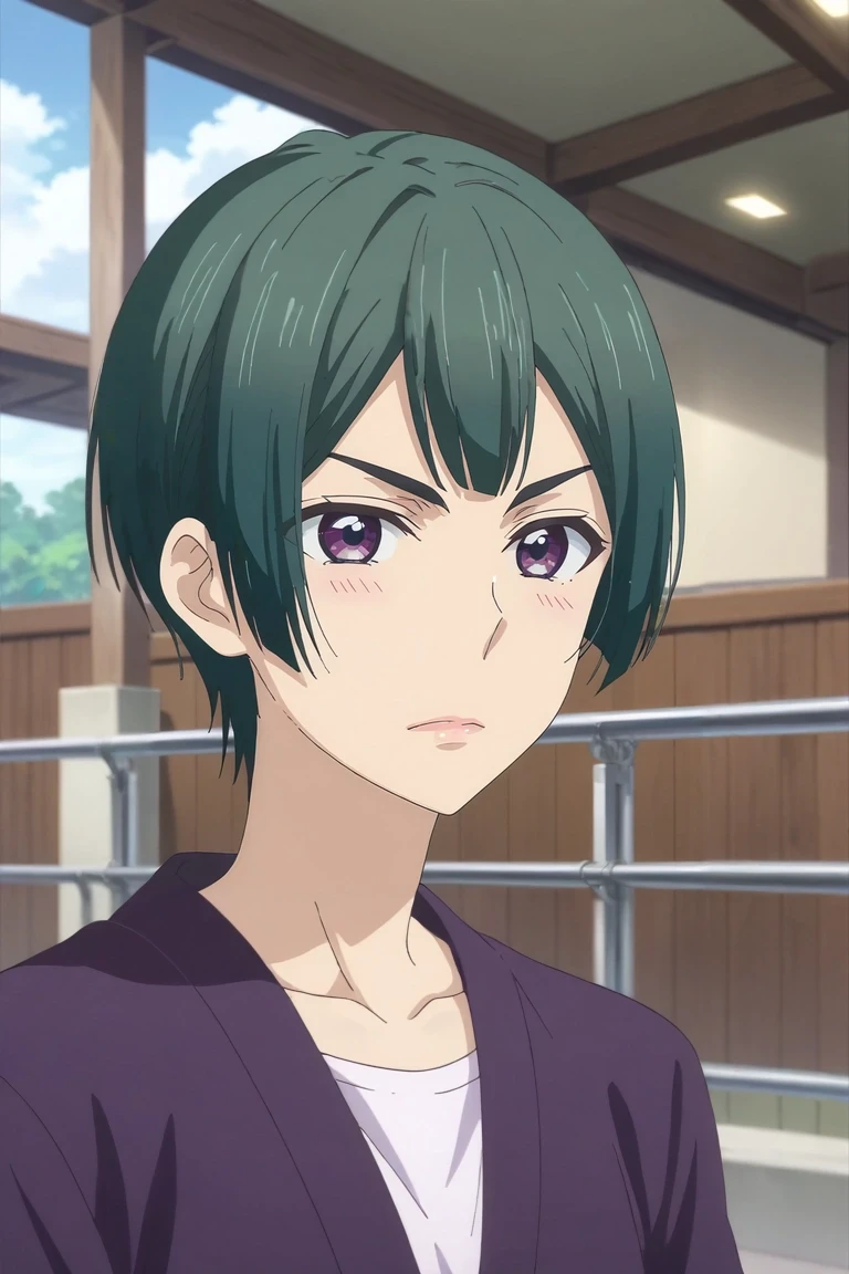 score_9, score_8_up, score_7_up, source_anime, rating_safe, , anime screencap, , official style, , depth of field, 1girl, solo, <lora:shima_nishina_pony:0.84>, shima_nishina, green hair, purple eyes, short hair, , , <lora:sdxl_lightning_8step_lora:1>