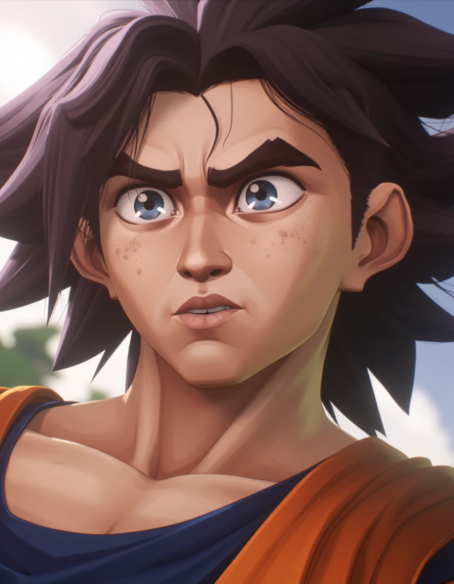 <lora:ARCANE_STYLE_FADOO-FLUX:1> arc4n3style, Portrait of goku from dragon ball zâââ