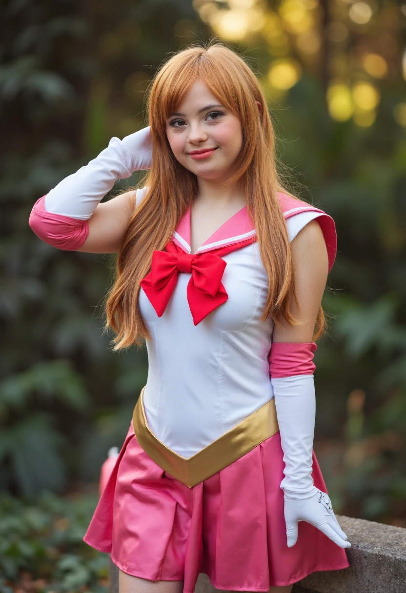 image of a fit woman in a sailor moon cosplay