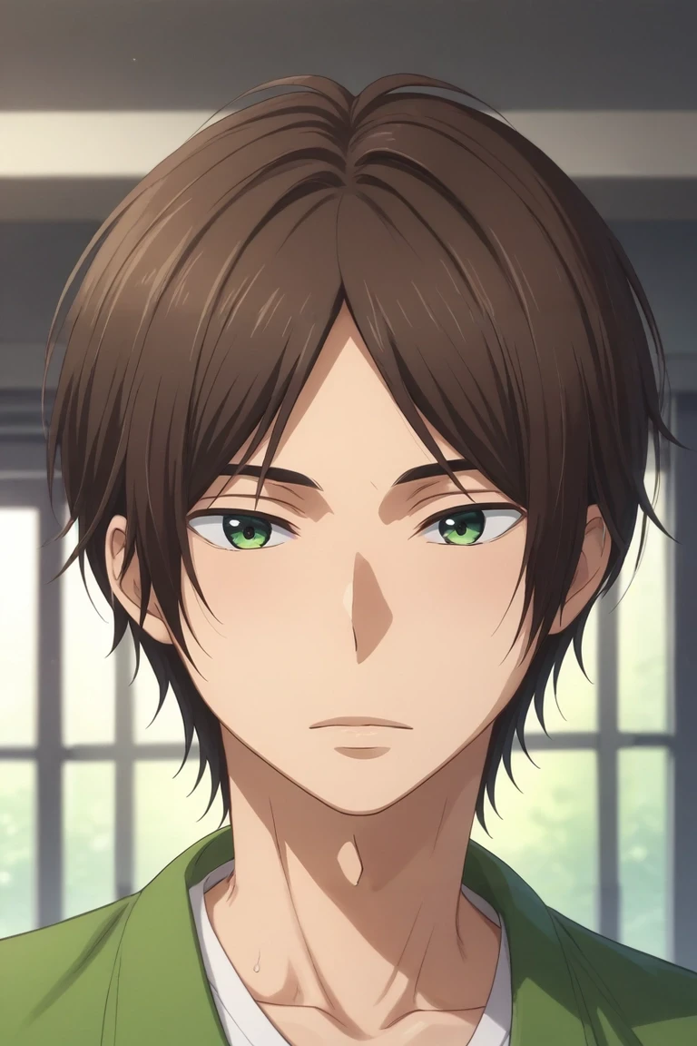 score_9, score_8_up, score_7_up, , rating_safe, intricate details, semi-realistic, , depth of field, 1boy, solo, male focus, <lora:asuma_mutsumi_pony:0.8>, asuma_mutsumi, brown hair, green eyes, short hair, , , <lora:sdxl_lightning_8step_lora:1>