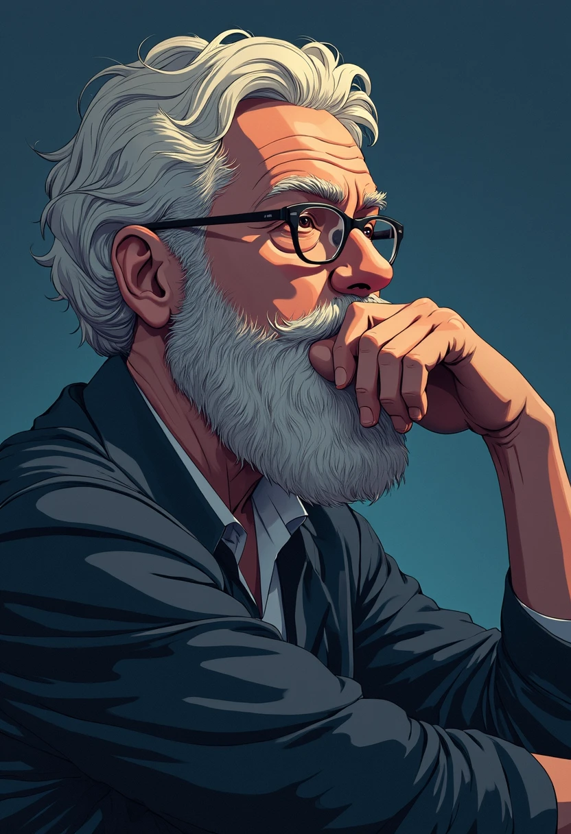 Illustration of a philosopher in deep thought