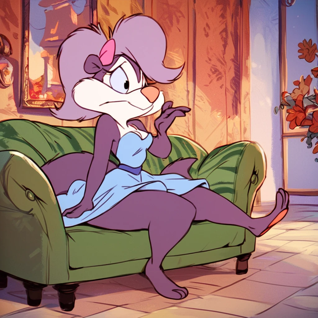 Fifi la fume sitting on a sofa in a dress, solo, <lora:FifilafumeTMS_prototype2:1.00>,, score_9, score_8_up, score_7_up, score_6_up, source_furry,
detailed background,