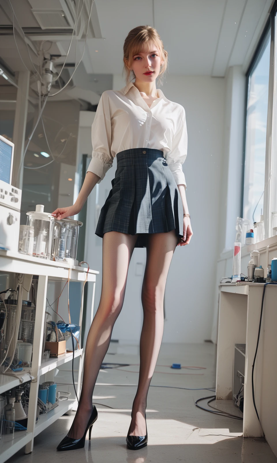 score_9,score_8_up,score_7_up,
Ella Freya,1girl,solo,detailed face,blue eyes,blonde hair,
high heels,pantyhose,skirt,shirt,
slim body,
indoors,laboratory,containers,
best quality,realistic,cinematic lighting,photography,
<lora:ella_freya_pony_1_epoch_6:0.75>,