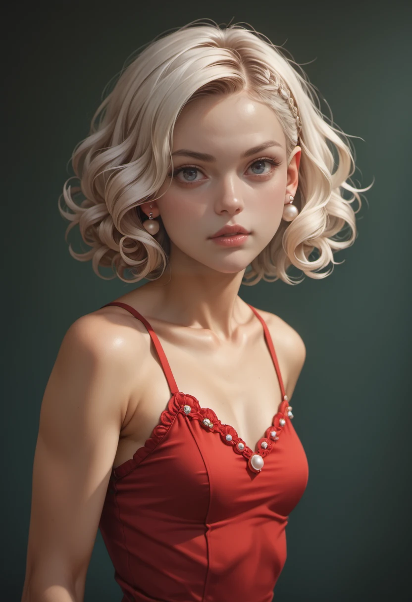score_9, score_8_up, score_7_up,
highly detailed face,
1girl, Solo,
ruby,Pearl white hair,Pin curls,Athletic,small breasts,Sleeveless Blouse, Culottes,
