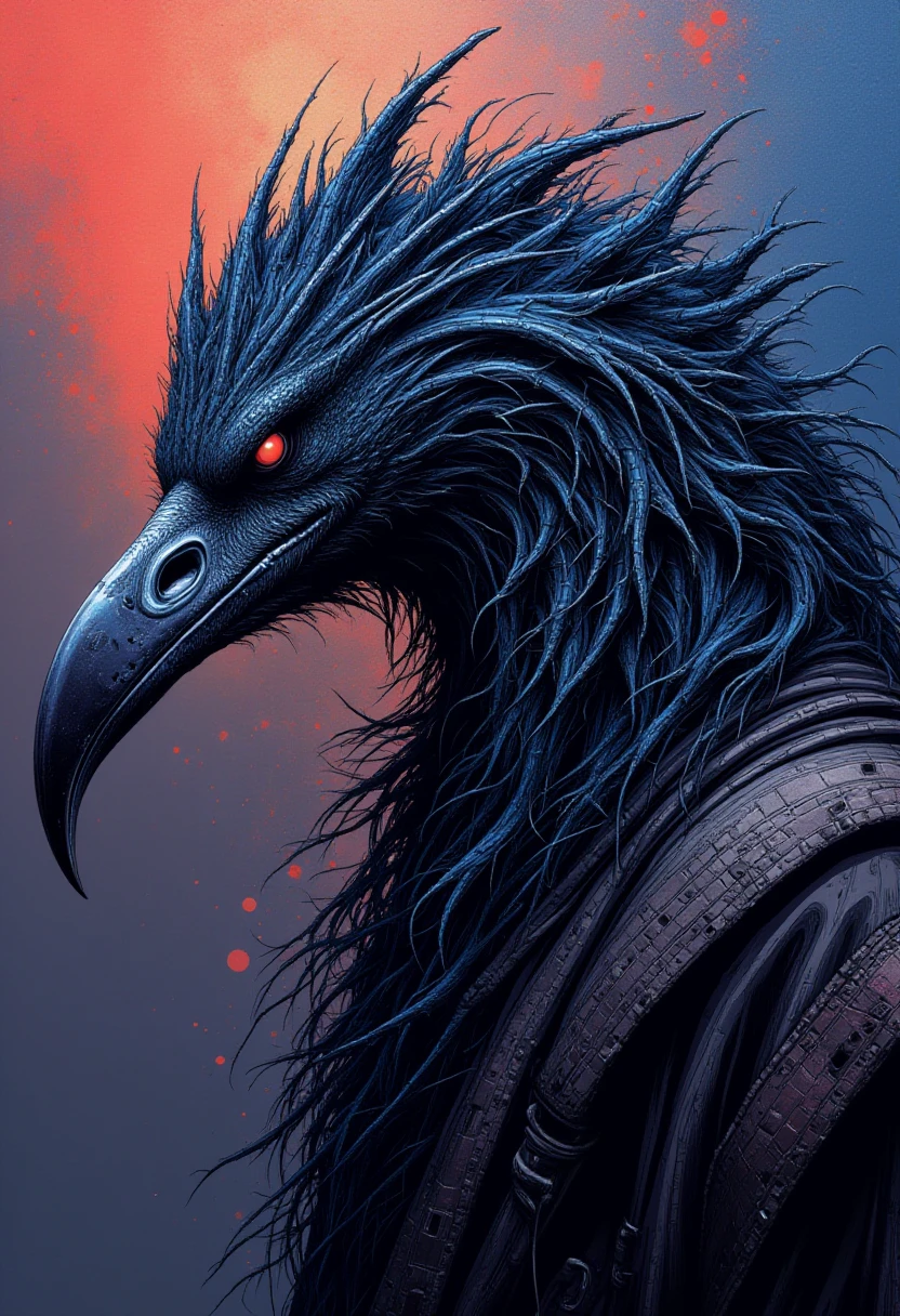 Detailed vector illustration. olpntng style, pokemon, rpg character, a vulture demon, concept art portrait by greg rutkowski, artgerm, hyperdetailed intricately detailed gothic art trending on artstation triadic colors, fantastical, intricate detail, splash screen, complementary colors, fantasy concept art, 8k resolution, gothic deviantart masterpiece, oil painting, heavy strokes, paint dripping