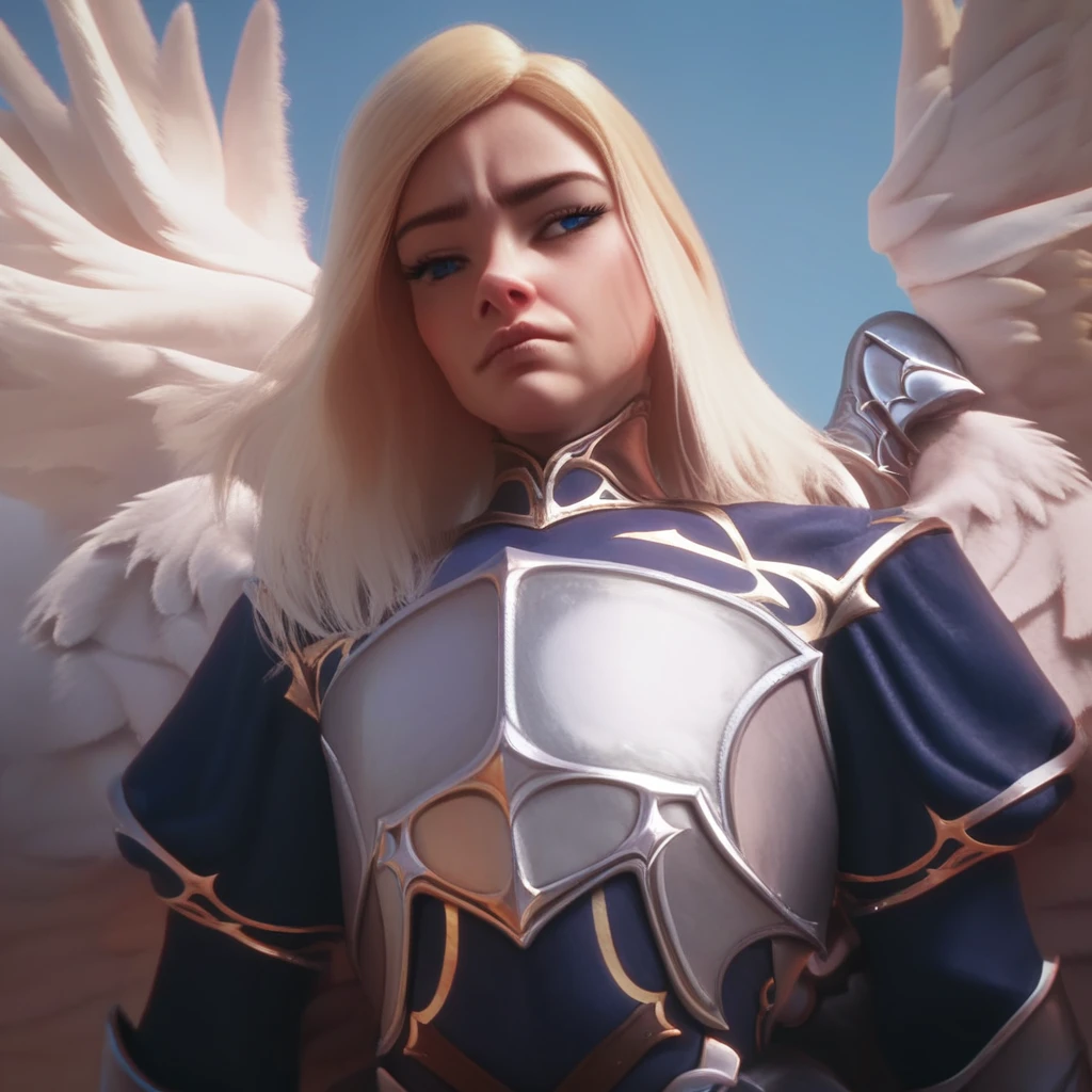 score_9, score_8_up, score_7_up, portrait, beautiful, <lora:Stilllllllll:1> kaylestillhere, 1 girl, female Focus, 4 wings, angel, whie wings, blonde, agel wings, armor, breastplate feathered wings, multiple wings