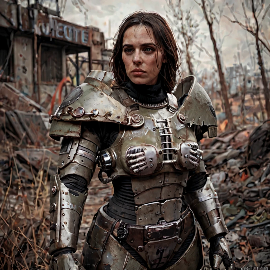 (score_9), score_8_up, score_7_up)),
a warrior in midwest_pa, 1girl, helmetless, female soldier, science fiction, post-apocalyptic, rugged armor