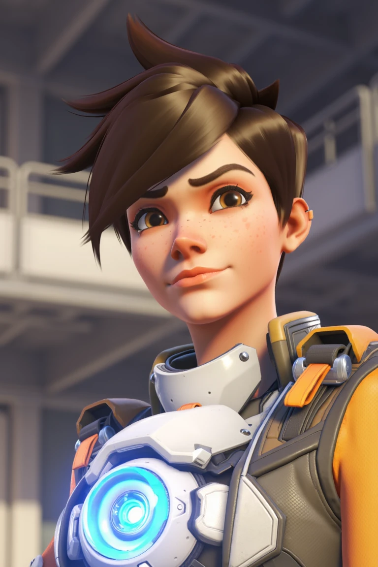 Tracer, close to camera, full body shot