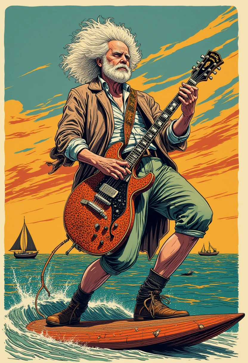 Detailed vector illustration. the beach boys, 18th century surf rock by francois boucher